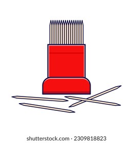 Toothpick with container icon illustration. Isolated toothpick vector on white background. Flat design