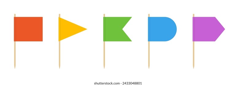 Toothpick food flag paper small 3d icon. Toothpick stick mockup isolated pennant