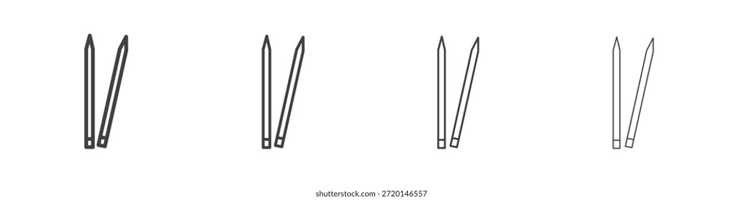 Pictograma lineal de concepto de icono de palillo de dientes. Ilustración de elemento simple.