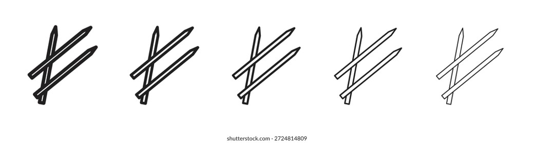 Icono de palillos Vectores lineales de símbolos. Conjunto de trazos editables
