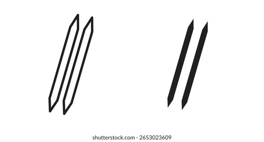 Toothpick icon symbol set in black. line and flat icons