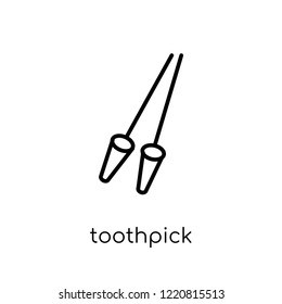 toothpick icon. Trendy modern flat linear vector toothpick icon on white background from thin line Hygiene collection, outline vector illustration