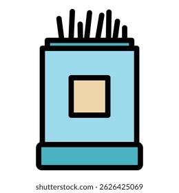Toothpick restaurant box icon. Outline toothpick restaurant box vector icon color flat isolated