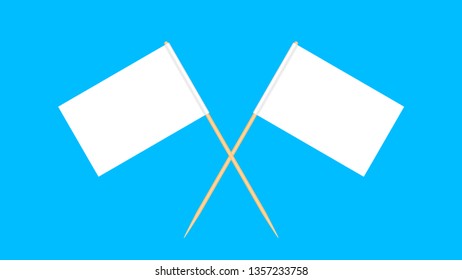 toothpicks flags wooden miniature isolated on blue background, toothpick flags rectangle blank or white, toothpick cross icon, toothpick flags for mini stick pointer message