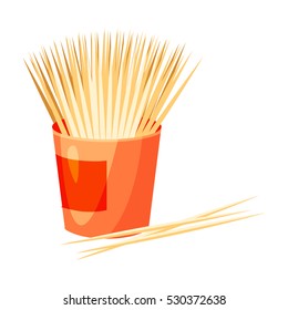 Toothpicks icon in cartoon style isolated on white background. Dental care symbol vector illustration.