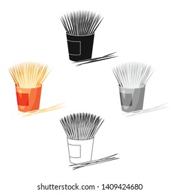 Toothpicks icon in cartoon,black style isolated on white background. Dental care symbol stock vector illustration.