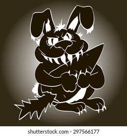 toothy evil bunny with claws grabbed a vegetable