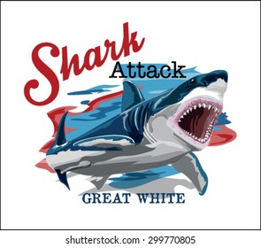 toothy great white shark. vector animal sketch