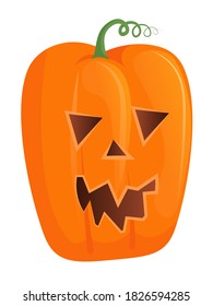 Toothy gritando calabaza de Halloween símbolo mágico ilustración vectorial aislada en fondo blanco