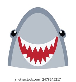 Toothy shark face vector cartoon illustration