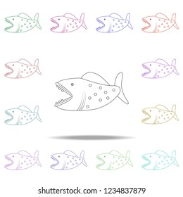 toothy shark illustration. Element of sea animal for mobile concept and web apps. Thin line toothy shark illustration can be used for web and mobile. Premium icon on white background