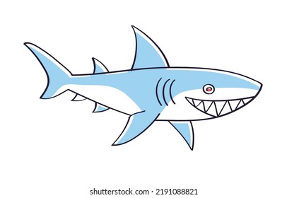 Toothy White Shark Isolated Cartoon Vector Stock Vector (Royalty Free ...