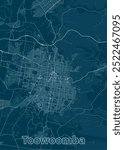 Toowoomba, Australia artistic blueprint map poster