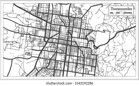 Toowoomba Australia City Map in Black and White Color. Outline Map. Vector Illustration.
