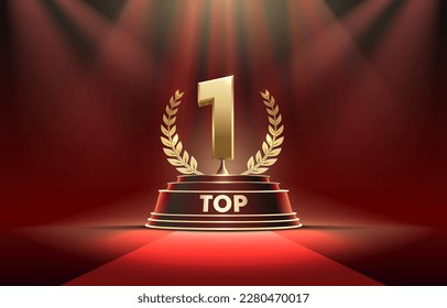 Top 1 best podium award sign, golden object. Vector illustration - Shutterstock ID 2280470017