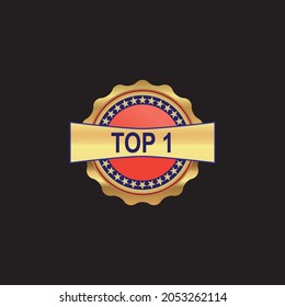 Top 1 label template - gold emblem vector eps 10