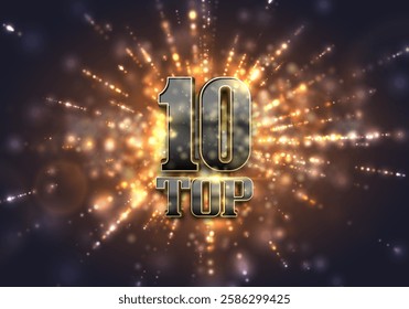 Top 10 award poster. Presentation 10 best on bright background. Vector illustration.