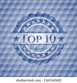 Top 10 blue emblem with geometric pattern.