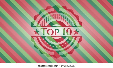 Top 10 christmas style emblem. Vector Illustration. Detailed.