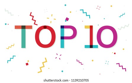 Top 10 colorful banner with confetti
