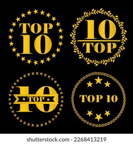 Top 10 golden label, vector illustration