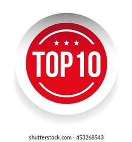 Top 10 Label Red Vector