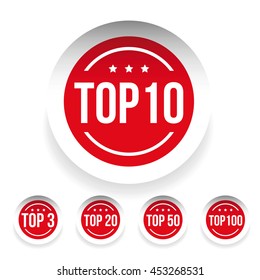 Top 10 label set red vector