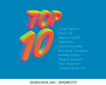 Top 10 list. Voxel art. 3D vector illustration for presentation, banner, flyer, poster, cover or brochure.