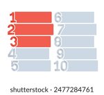 Top 10 number ranking chart, with top 3 highlights.