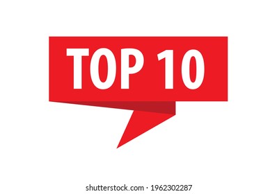 Top 10 - Origami Speech Bubble. Vector banner. Label