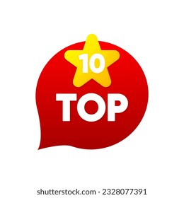 Top 10 Rating Chart. Best in the ranking. Trending tag for web, video, promo, pictures. Counting concept. Vector illustration.