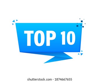 Top 10. Red button. Flat vector illustration on white background.