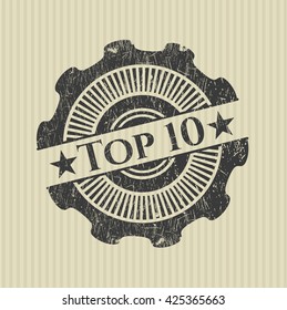 Top 10 con textura de sello de goma