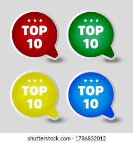 Top 10 sign set. Button Design in Flat Style on white background. Vector illustration.