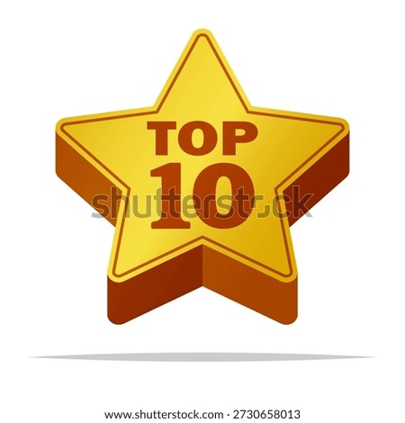 Top 10 star badge label vector isolated illustration