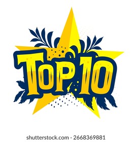  Top 10 - sticker, label, vector illustration