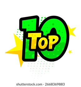  Top 10 - pegatina, etiqueta, Ilustración vectorial
