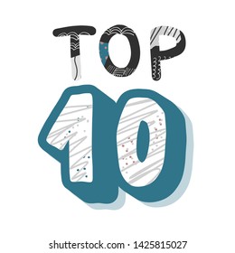 Top 10 template with collage texture. Vector blank illustration.