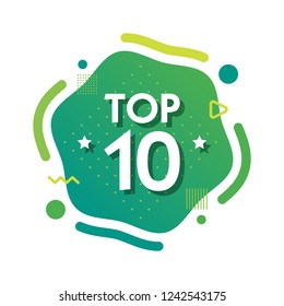 Top 10 ten words on green abctract background. Vector illustration.
