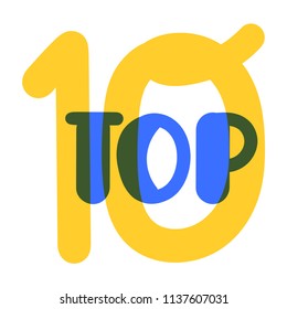 Top 10. Vector hand drawn illustration on white background.