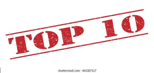 top 10 vector stamp on white background.