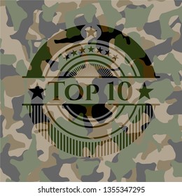 Top 10 written on a camo texture