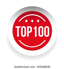 Top 100 label red vector