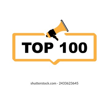 Top 100 - Top One hundred colorful label on white background. Vector illustration.