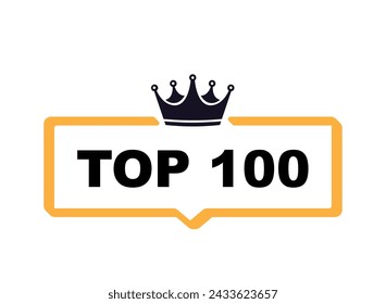 Top 100 - Top One hundred colorful label on white background. Vector illustration.