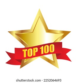 Top 100 rating star.Banner rating .Gold star award