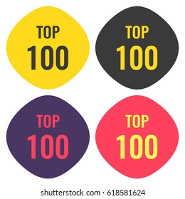 Top 100. Vector set of icon illustration on white background.