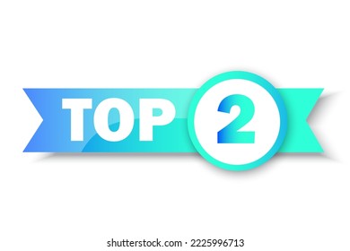 Top 2 rating banner. Circle and ribbon. Sale label. Business concept. Logo template. Vector illustration. stock image.