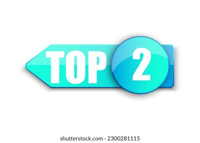Top 2 small logo. Blue winner sticker two. Tape best rating. vector illustration.