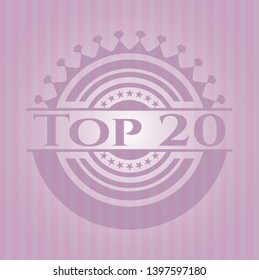 Top 20 badge with pink background. Vector Illustration. Detailed.